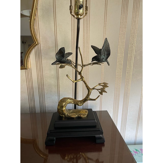 Brass Vintage Frederick Cooper Verdigris Brass Birds on a Brass Branch Lamp For Sale - Image 8 of 12