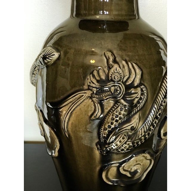 Mid 20th Century Large Asian Mid-Century Dragon Vases - a Pair For Sale - Image 5 of 9