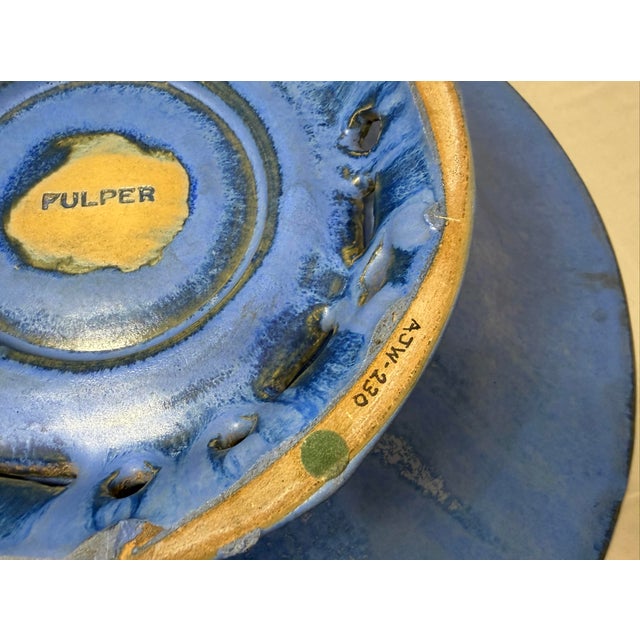 Blue Huge Antique Handmade Blue Glaze Fulper American Studio Pottery Centerpiece Bowl For Sale - Image 8 of 14