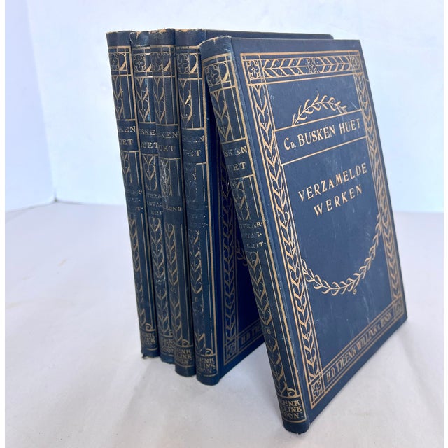Paper Vintage Dutch 1912 Collected Works - Set of 5 Blue Books For Sale - Image 7 of 10