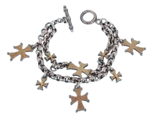 Konstantino Sterling 18k Yellow Gold Chain Cross Charms Bracelet