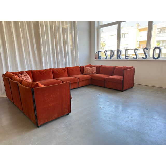 Cassina Vintage Italian Landeau Corduroy 9-Pieces Modular Sofa by Mario Bellini for Cassina, 1970s For Sale - Image 4 of 18