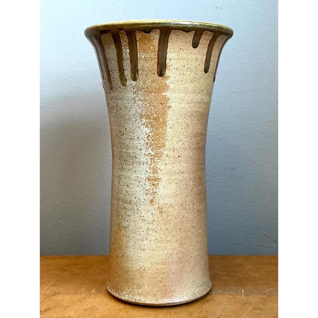 Vintage Drip Glaze Ceramic Vase For Sale - Image 9 of 12