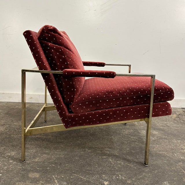 Thayer Coggin Milo Baughman for Thayer Coggin 951 Flat Bar Lounge Chair Brass For Sale - Image 4 of 12