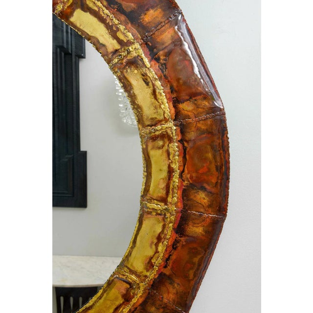 Bespoke Italian Brass and Copper Enameled Mirror For Sale In New York - Image 6 of 8
