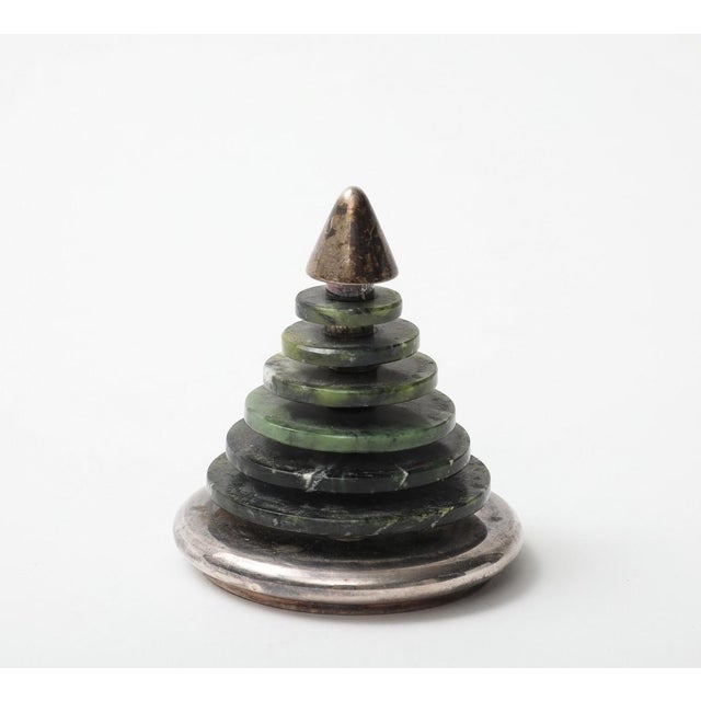 Bulgari Vintage Bulgari Sterling and Jade Paperweight For Sale - Image 4 of 7