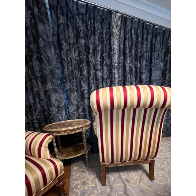 Walnut Schumacher Arlington Wingback Armchair With Custom Kravet Fabric. Two Available - Selling Separately For Sale - Image 10 of 11