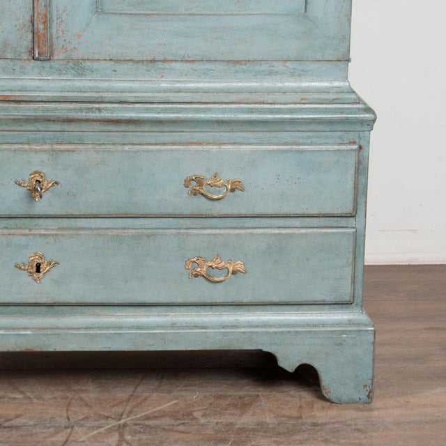 Late 18th Century Large Swedish Blue Painted Wedding Cabinet For Sale - Image 12 of 13