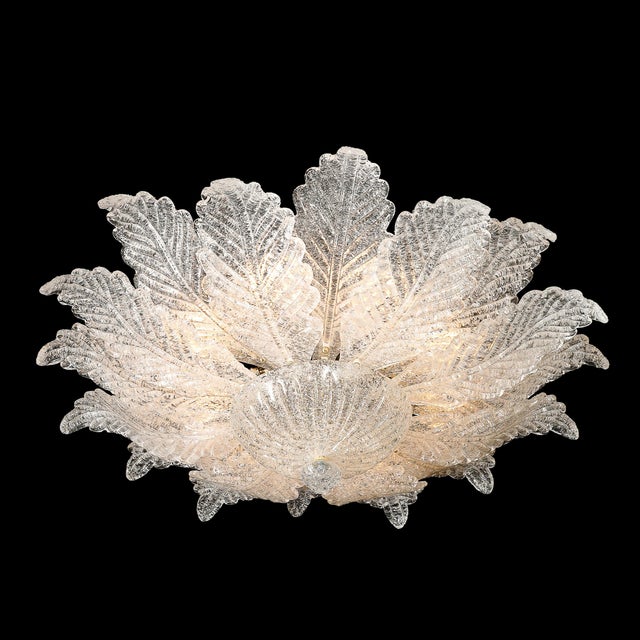 Modernist Hand-Blown Mottled Murano Glass Acanthus Flush Mount For Sale - Image 15 of 18