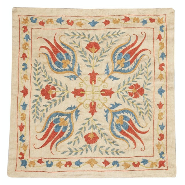 Modern 19"x21" 100% Silk Cushion Cover. Embroidered Lace Pillow. Modern Toss Pillow For Sale - Image 3 of 5