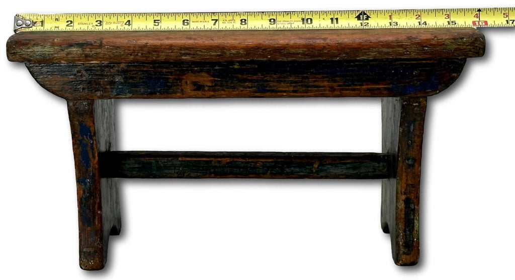 Antique American Primitive Hand Made Wood Footstool - Utility