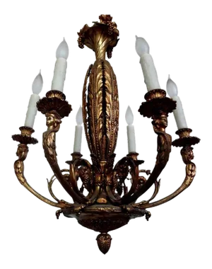 Italian Neoclassical Style Gilt Bronze Six-Light Chandelier