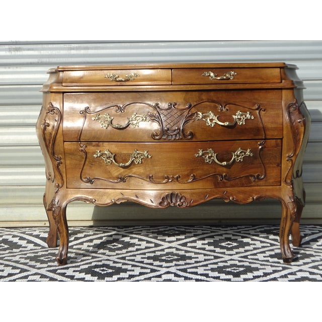 Louis XV Style Chest of Drawers in Walnut, 1950s For Sale - Image 13 of 18