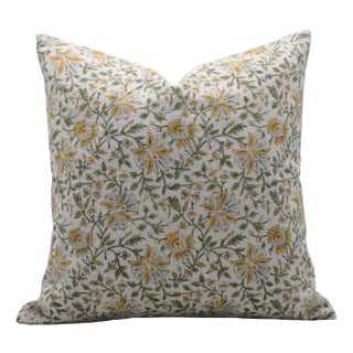 Block Printed Pillow Cover - Thick Linen 26x26 Inch - Neera Bel For Sale
