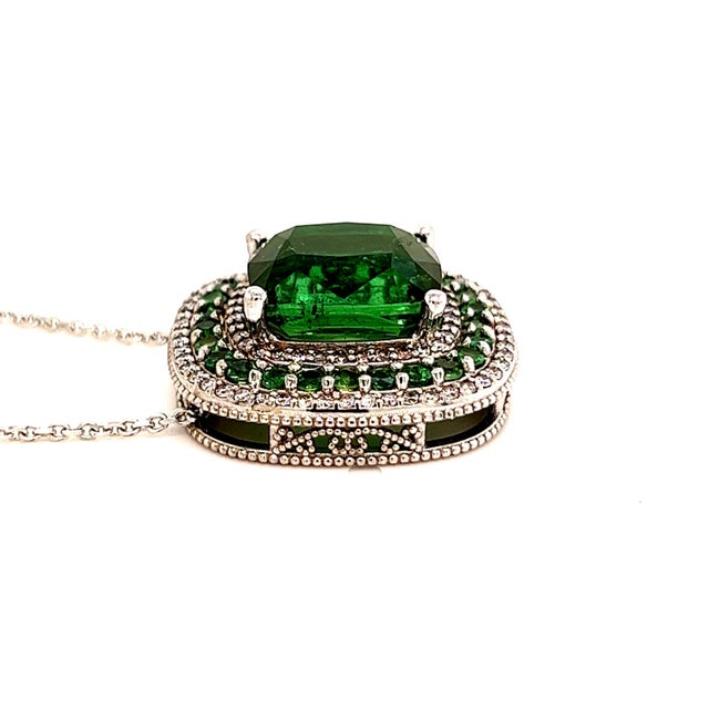 Diamond Tourmaline Garnet Pendant Necklace 9.13 TCW GIA Certified For Sale - Image 12 of 12