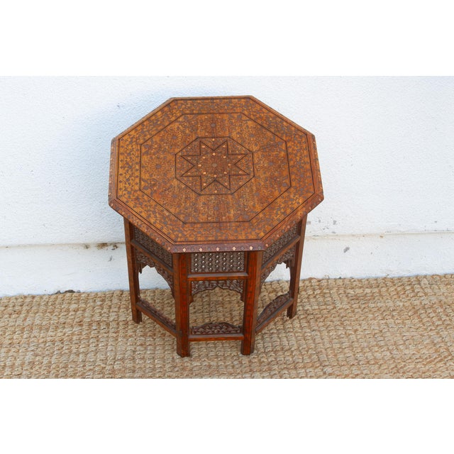Brass & Copper Inlay Anglo Indian Folding Table For Sale - Image 10 of 11