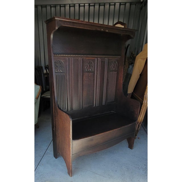 Gothic Late 19th Century Diminutive Size Monks Bench Settle For Sale - Image 3 of 13