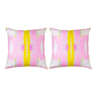 Pair of Kerry Rosenthal Wonderblock Pillows - Pink. 22" For Sale