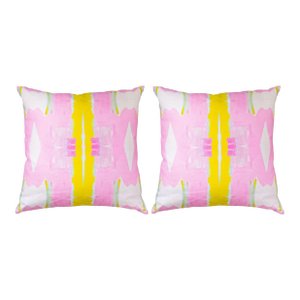 Pair of Kerry Rosenthal Wonderblock Pillows - Pink. 22"