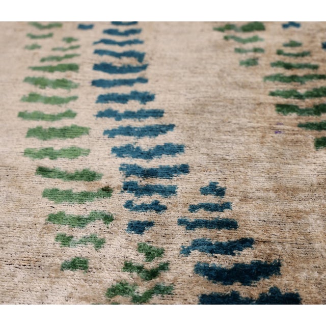 Textile Handmade Velvet Ikat Throw Pillow 20x20 | Organic Dyed Neutral Stripe For Sale - Image 7 of 8