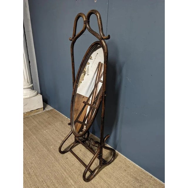 Psyche Mirror in Bamboo and Rattan For Sale - Image 3 of 4