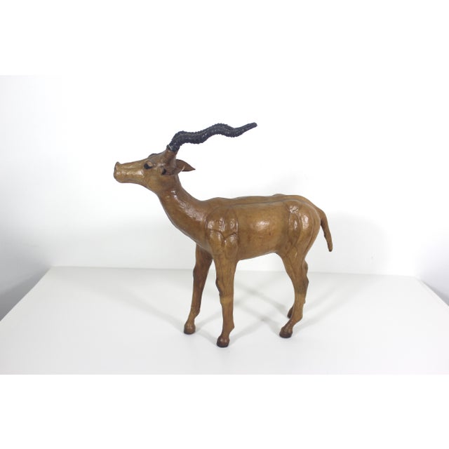 1970s Vintage Leather Antelope or Impala Animal Figurine For Sale - Image 5 of 9