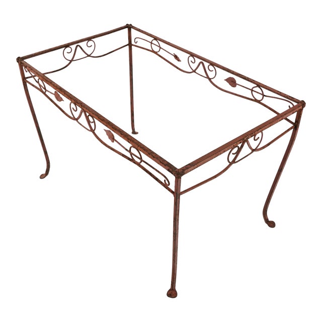 Vintage Rectangle Wrought Iron Table Base For Sale
