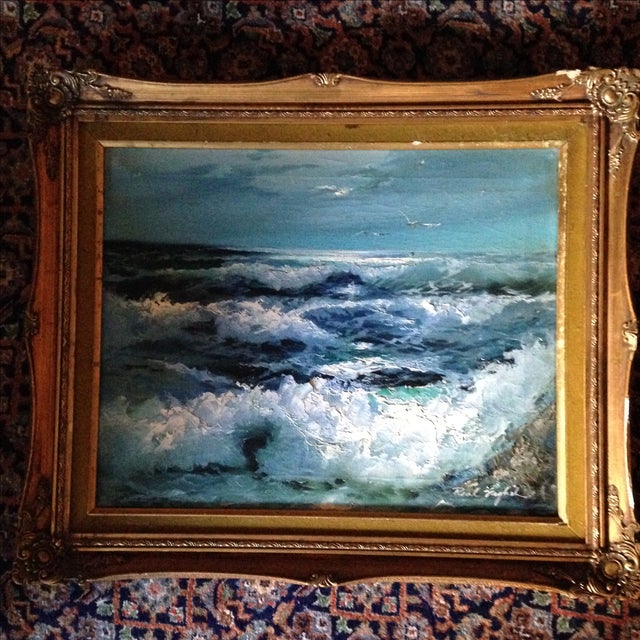 Stunning seascape by well known artist Roal English. Large painting. Movement, detail, color and texture make this a...