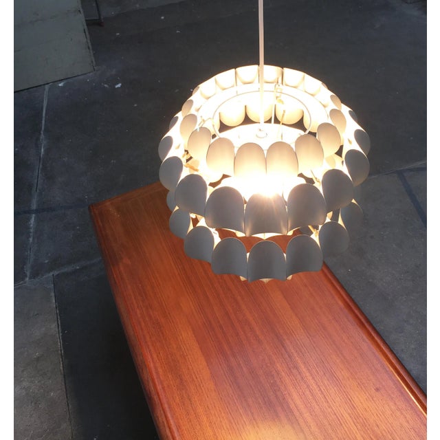 Mid-Century Swiss White Metal Pendant Lamp by H. Zender for Temde For Sale - Image 6 of 18