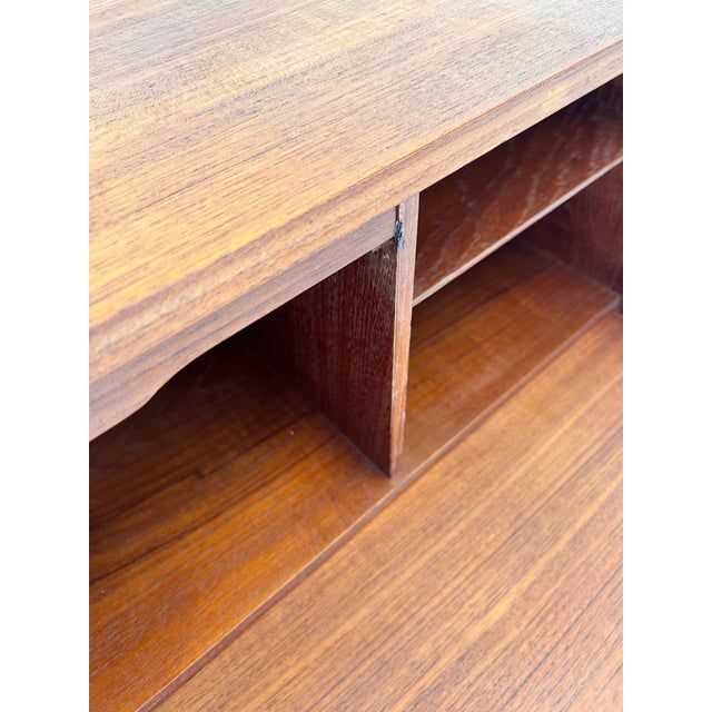 Brown Teak Secretary with Mirror, Denmark For Sale - Image 8 of 11