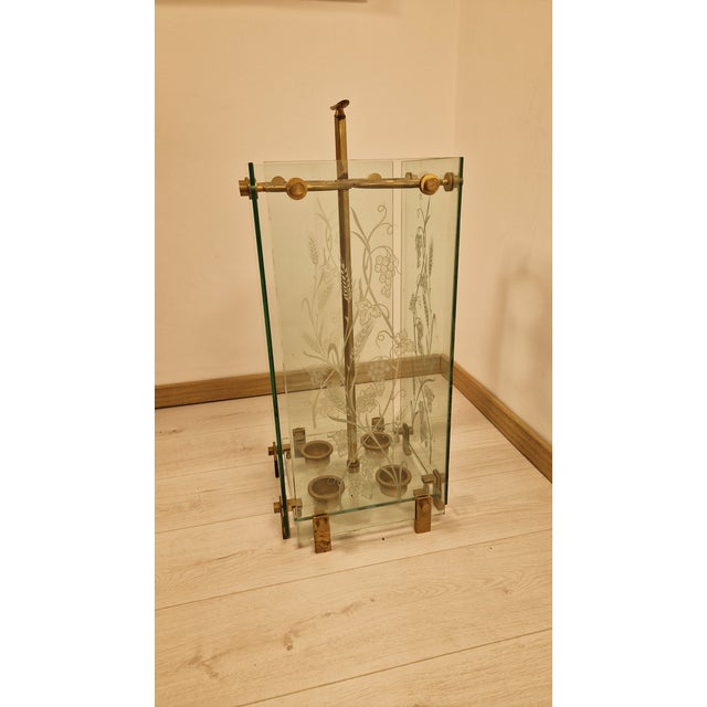 Umbrella Stand in Brass and Engraved Glass from Fontana Arte, 1950s For Sale - Image 14 of 16