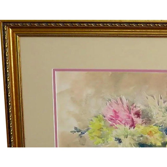 Antique Emily F. Mann Floral Still-Life Watercolor Triple Matted Gilt Framed For Sale - Image 4 of 10