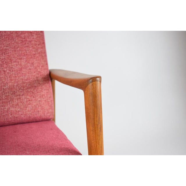 Pink Scandinavian Armchair in Pink Fabric, 1960s For Sale - Image 8 of 10