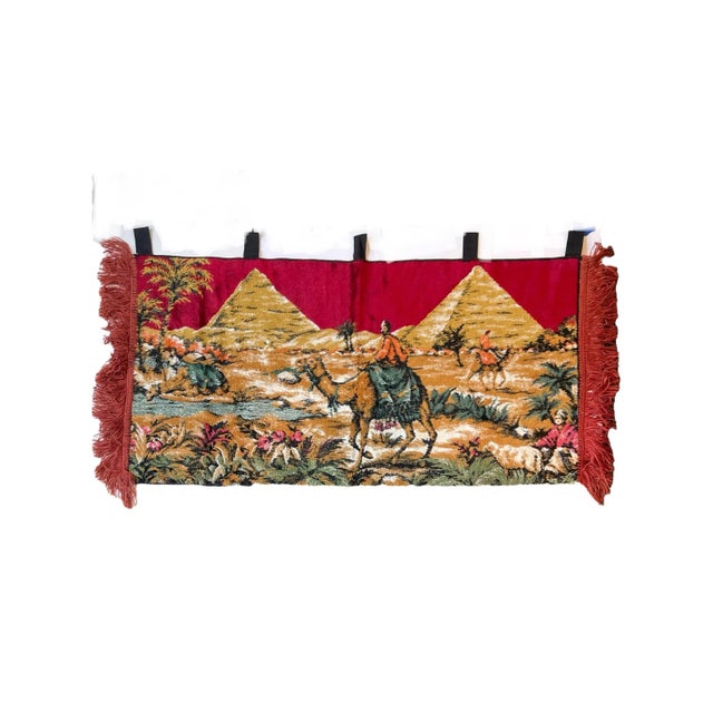 Textile Early 20th Century Moorish Egyptian Silk Cotton Woven Wall Tapestry For Sale - Image 7 of 7