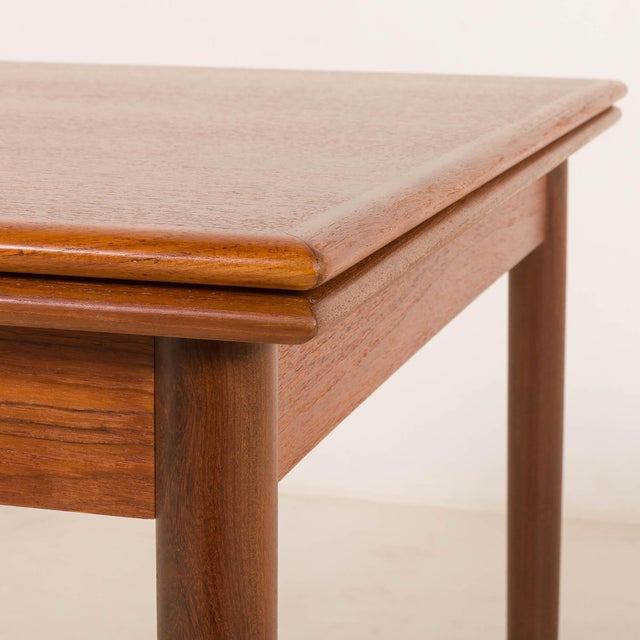 Mid-Century Danish Square Teak Table with Hidden Extensions, 1960s For Sale - Image 9 of 13