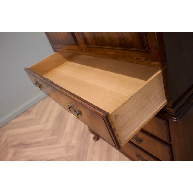 Wood Art Deco Walnut Tallboy Cabinet on Chest from Waring and Gillow, 1930s For Sale - Image 7 of 10
