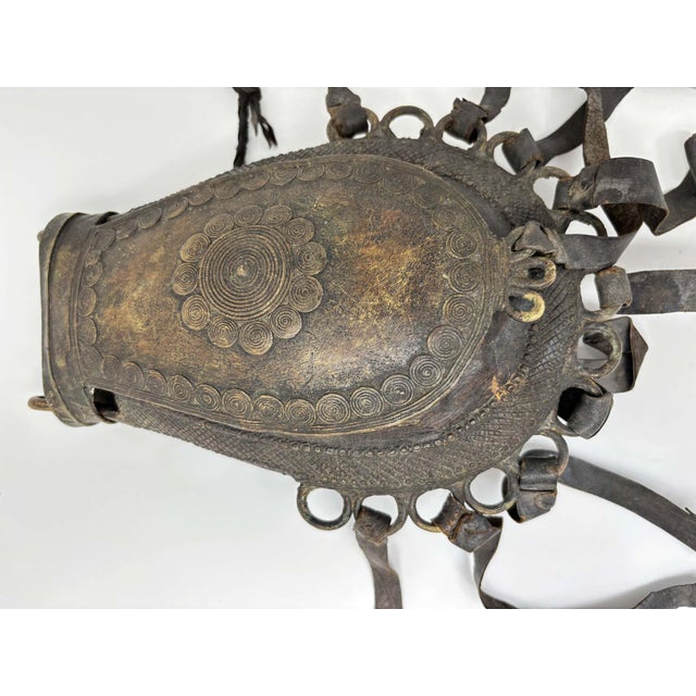 Antique West African Nupe Cast Bronze Ceremonial Purse with Leather Tassels For Sale - Image 15 of 17