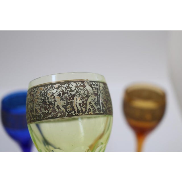 Art Deco Chalices by Ludwig Moser for Karlovy Vary, Former Czechoslovakia, 1920, Set of 5 For Sale - Image 9 of 14
