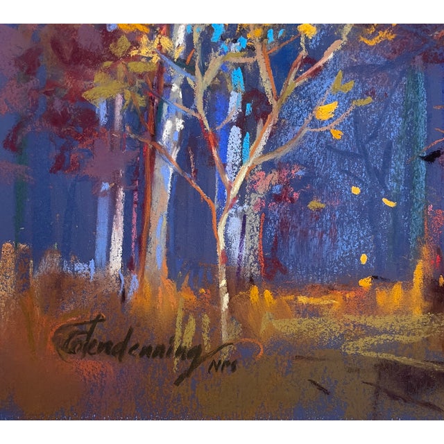 Night time impressionist pastel on heavy paper by Washington State artist Susan Flora Glendenning (born 1948). Signed...