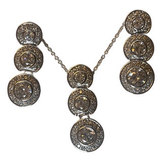 3 Circle Drop Pendant and Earing Set For Sale