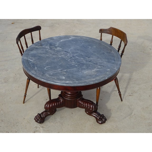 Restoration Pedestal Table with Rotating Marble Top For Sale - Image 16 of 18