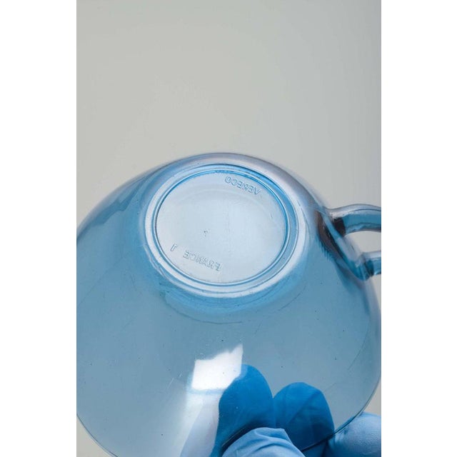 Blue Glass Coffee Cups and Saucers from Vereco, 1970-1980s, Set of 10 For Sale - Image 4 of 5