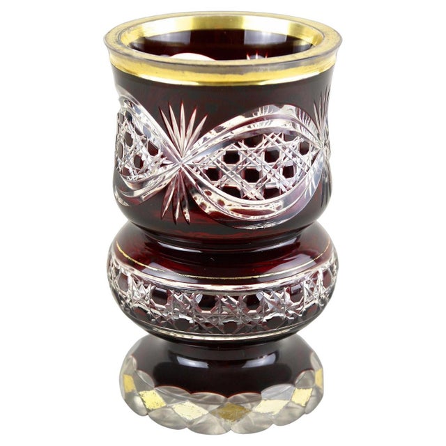 19th Century Biedermeier Ruby Red Overlay Glass Goblet, 1840s For Sale - Image 18 of 18