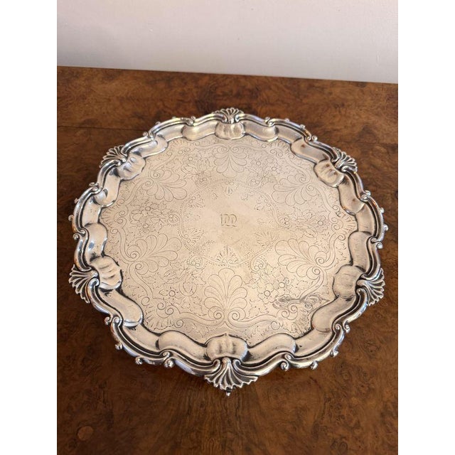 Antique Victorian Silver-Plated Tray, 1860 For Sale - Image 4 of 6