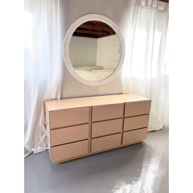 Classic, chic, white post modern mirror. Large and versatile piece in any home. Dimensions: 48"
