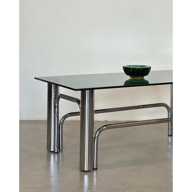 Steel and Smoked Glass Coffee Table, 1970s For Sale - Image 6 of 9