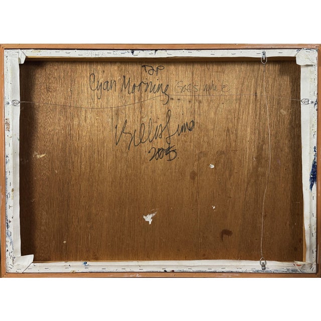 Gold Vintage Abstract Postmodernist Painting, Signed (Mixed Media in Layered Resin) For Sale - Image 8 of 8