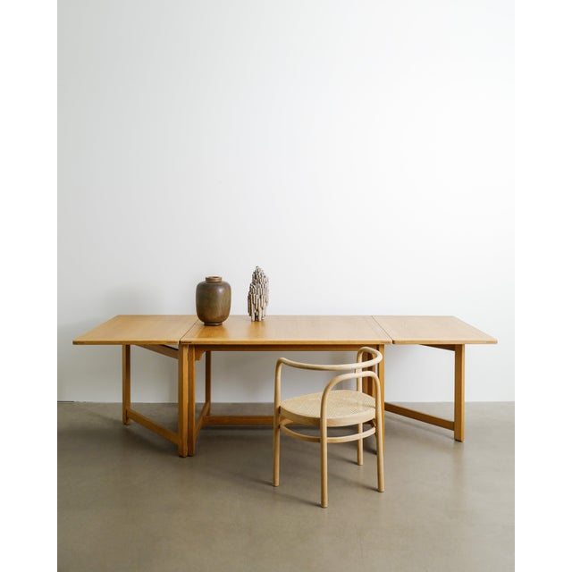 Børge Mogensen Danish Mid-Century Wooden Drop-Leaf Library Table in Oak by Børge Mogensen & P. Lauritsen Denmark, 1960s For Sale - Image 4 of 7