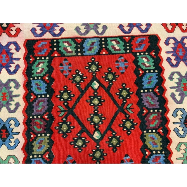 Vintage Turkish Serbian Shabby Wool Kilim Pirot Rug 200 x 100 cm For Sale - Image 4 of 8