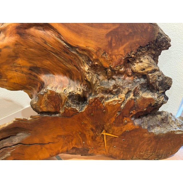 Monumental Organic Burl Wood Wall Clock, California Studio Craft, 1970s For Sale - Image 4 of 9